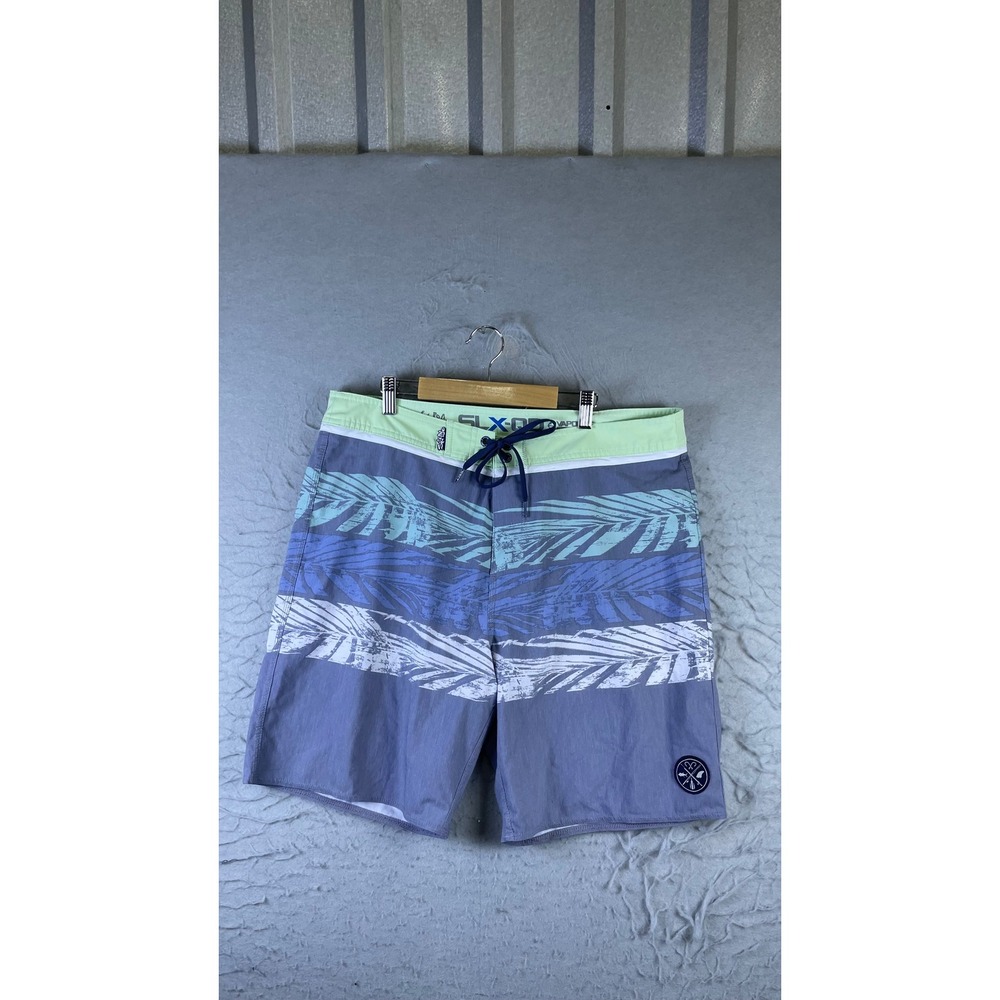 Salt Life Board Shorts Mens 36 Blue Palm SLX-QD Stretch Swim Trunks Excellent